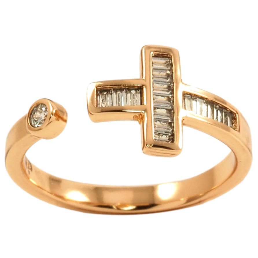 Кольцо Xuping Позолота 18K Крестик с цирконием фото №1