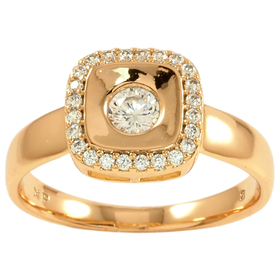 Кольцо Xuping Позолота 18K Квадратный купол с цирконием фото №1