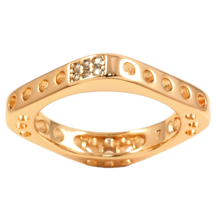 Кольцо Xuping Позолота 18K Квадратное с резным узором и цирконием фото №20