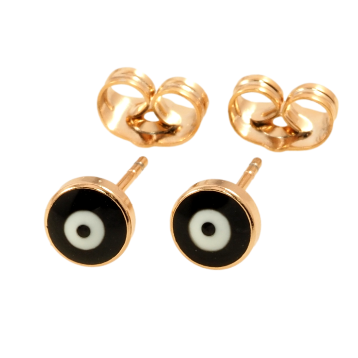Серьги Xuping Позолота 18K пусеты Оберег черный Глаз Фатимы ø 6мм фото №15