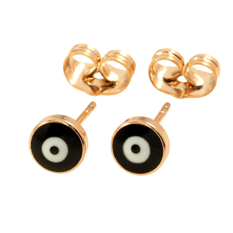 Серьги Xuping Позолота 18K пусеты Оберег черный Глаз Фатимы ø 6мм фото №1