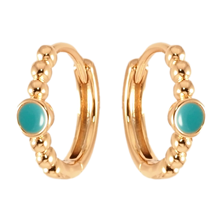 Серьги Xuping Позолота 18K колечки Узор из шариков и колечка голубой эмали фото №4