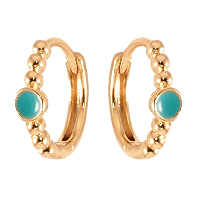 Сережки Xuping Позолота 18K колечка Візерунок із кульок і колечка блакитної емалі фото №1