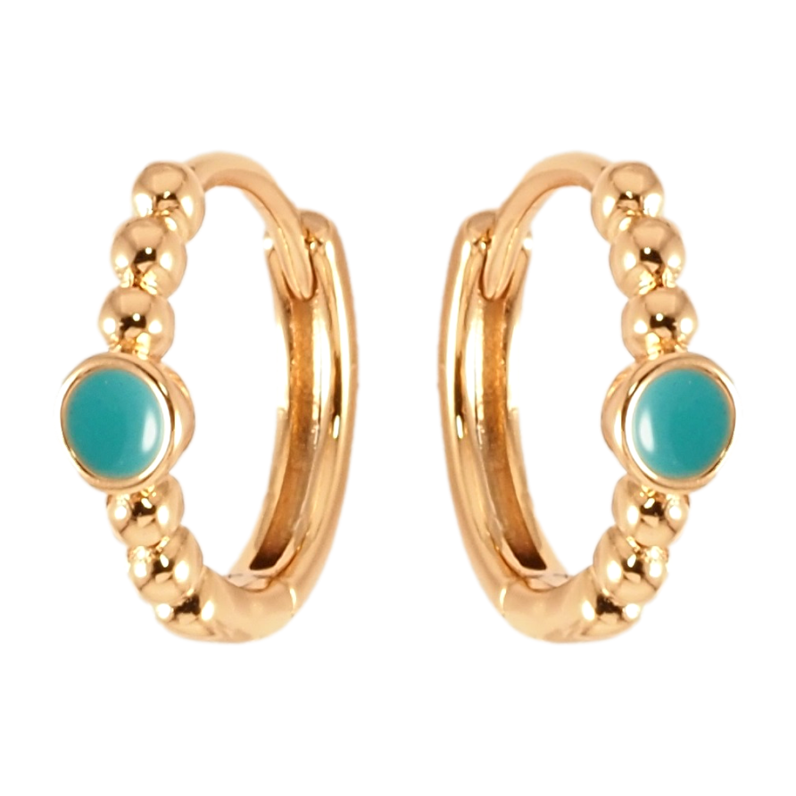 Серьги Xuping Позолота 18K колечки Узор из шариков и колечка голубой эмали фото №1