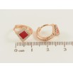 Серьги Xuping Позолота 18K колечки Ромбовый узор с красной эмалью и цирконием фото №2