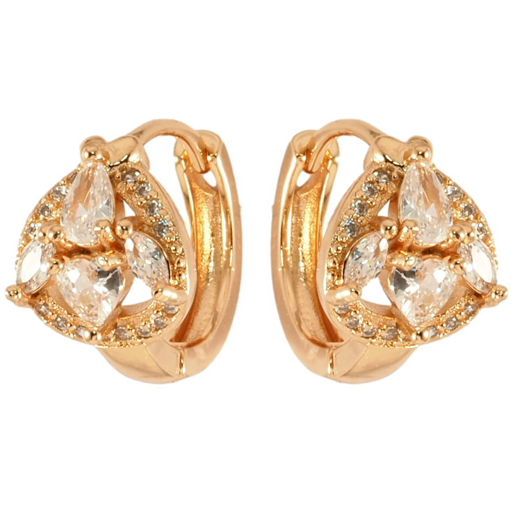 Серьги Xuping Позолота 18K колечки Инкрустация цирконием фото №18