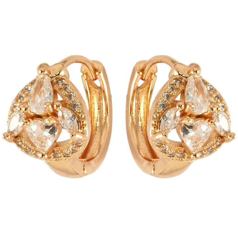 Серьги Xuping Позолота 18K колечки Инкрустация цирконием фото №1