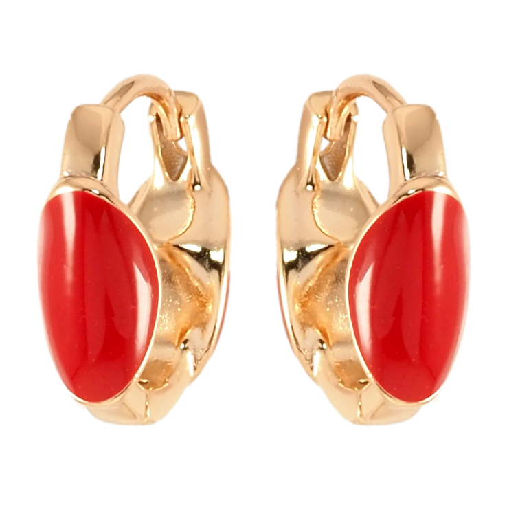 Серьги Xuping Позолота 18K колечки Узор красной эмалью фото №4
