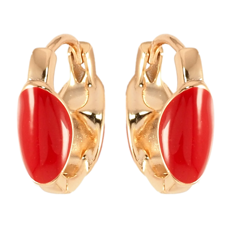Серьги Xuping Позолота 18K колечки Узор красной эмалью фото №1