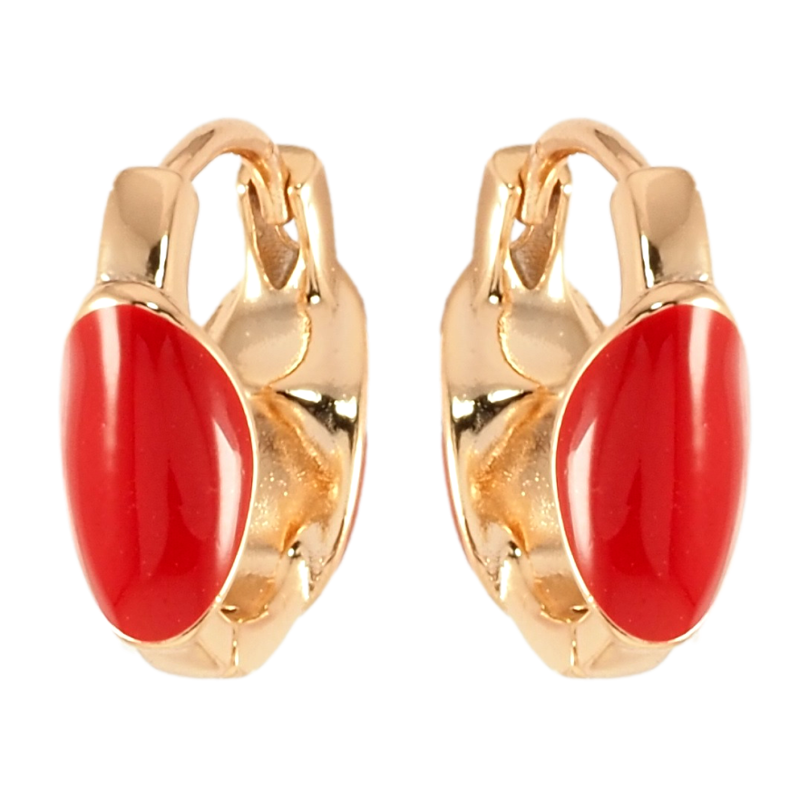 Серьги Xuping Позолота 18K колечки Узор красной эмалью фото №1