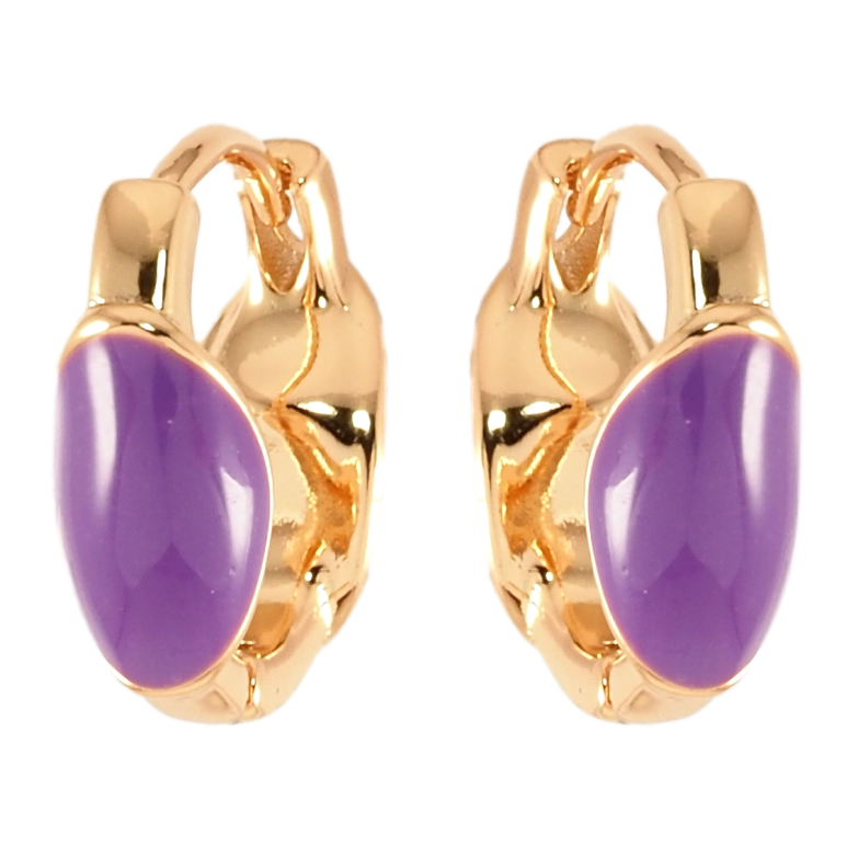 Серьги Xuping Позолота 18K колечки Узор сиреневой эмалью фото №2