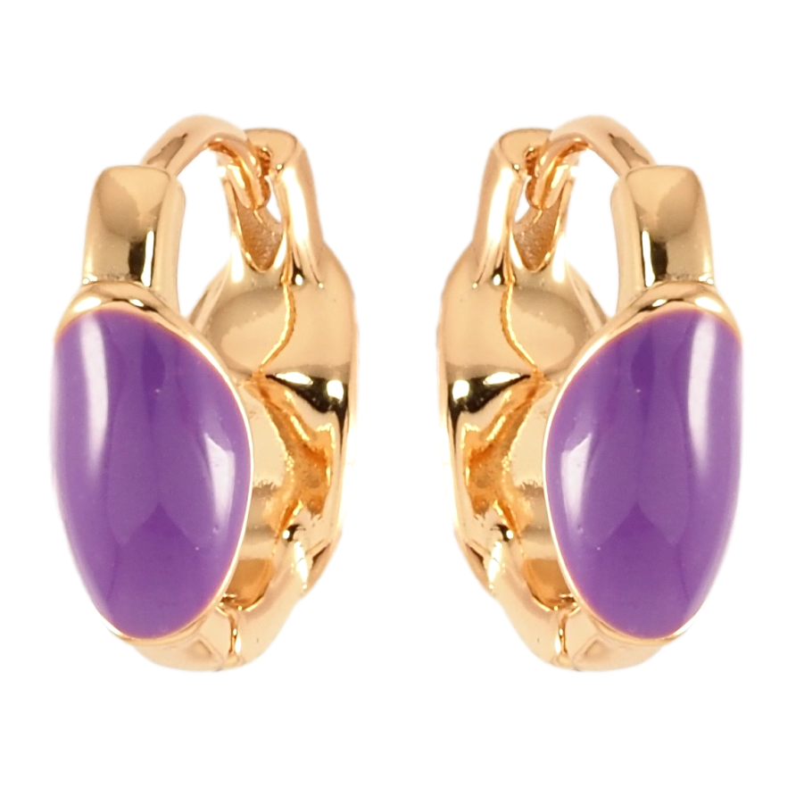 Серьги Xuping Позолота 18K колечки Узор сиреневой эмалью фото №1