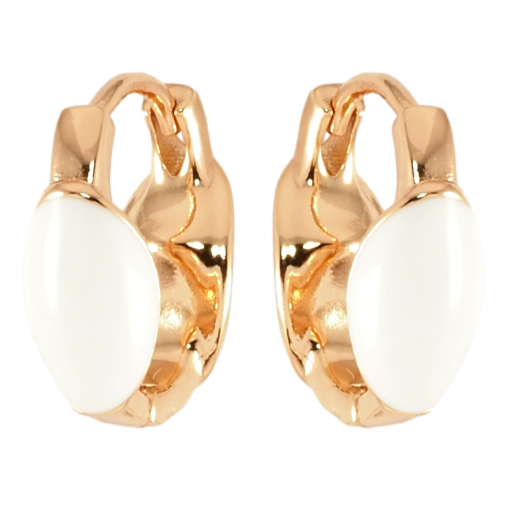 Серьги Xuping Позолота 18K колечки Узор белой эмалью фото №6