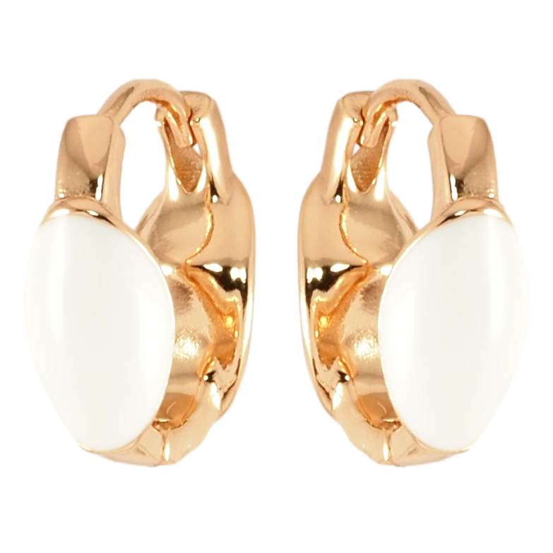 Серьги Xuping Позолота 18K колечки Узор белой эмалью фото №1