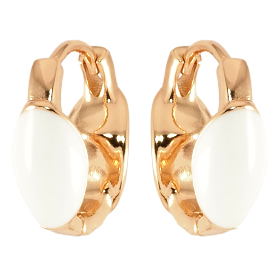 Серьги Xuping Позолота 18K колечки Узор белой эмалью фото №1