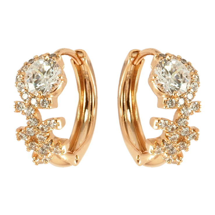 Серьги Xuping Позолота 18K колечки Инкрустация цирконием фото №16