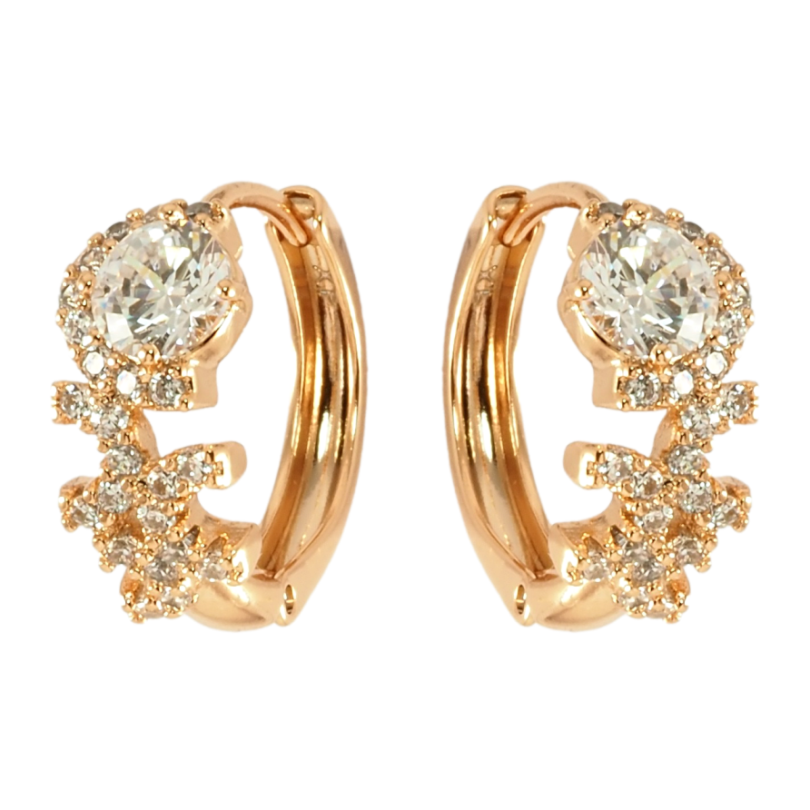 Серьги Xuping Позолота 18K колечки Инкрустация цирконием фото №1