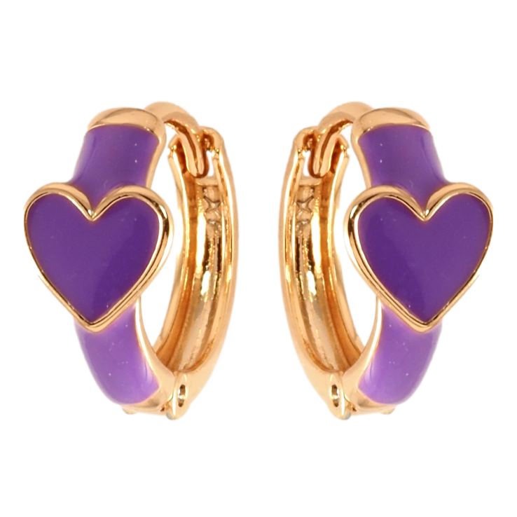 Серьги Xuping Позолота 18K колечки Сердечко с сиреневой эмалью фото №22