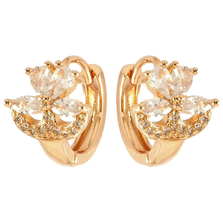 Серьги Xuping Позолота 18K колечки Кристальные цветочки фото №13
