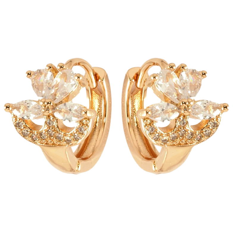 Сережки Xuping Позолота 18K колечка Кришталеві квіточки фото №1
