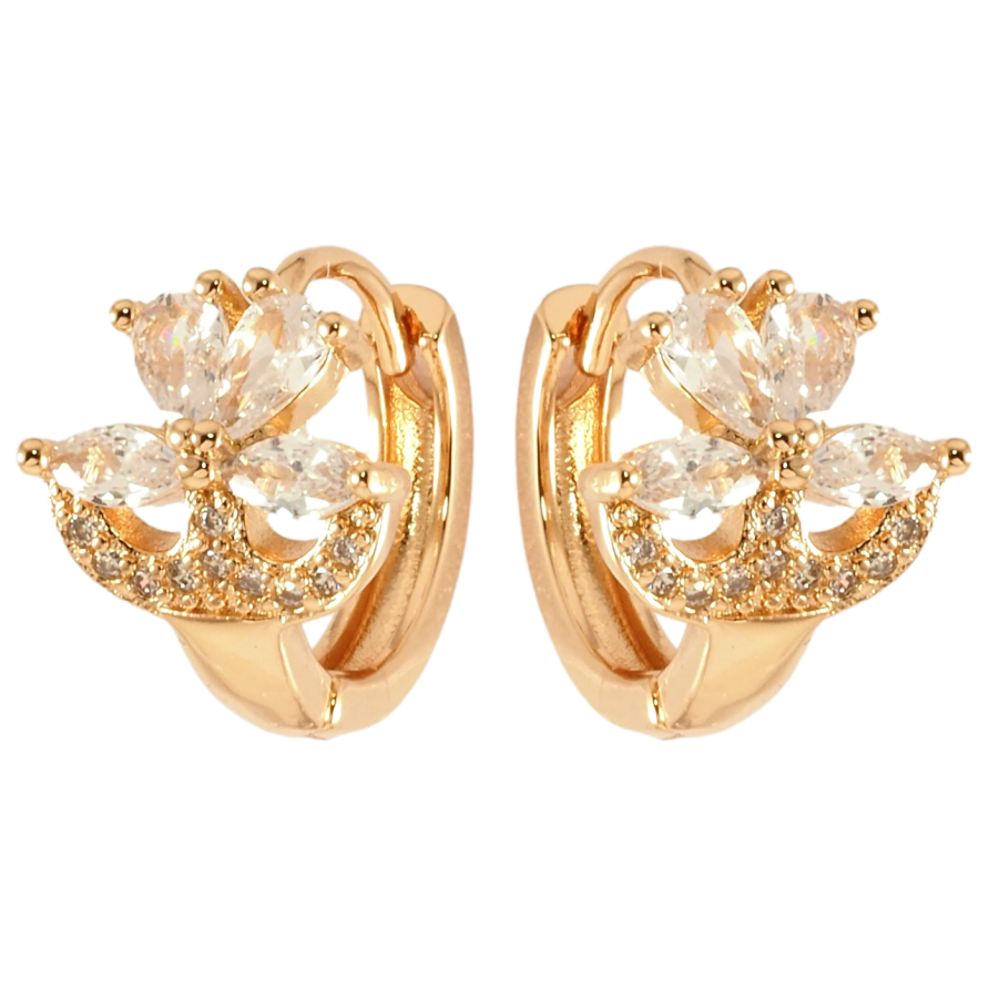 Серьги Xuping Позолота 18K колечки Кристальные цветочки фото №1