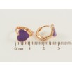 Серьги Xuping Позолота 18K колечки Сердечки с сиреневой эмалью фото №2