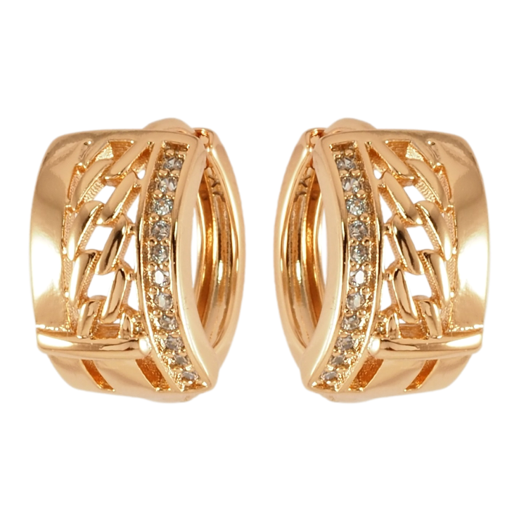 Серьги Xuping Позолота 18K колечки Узор цепочка с дорожкой циркония фото №22