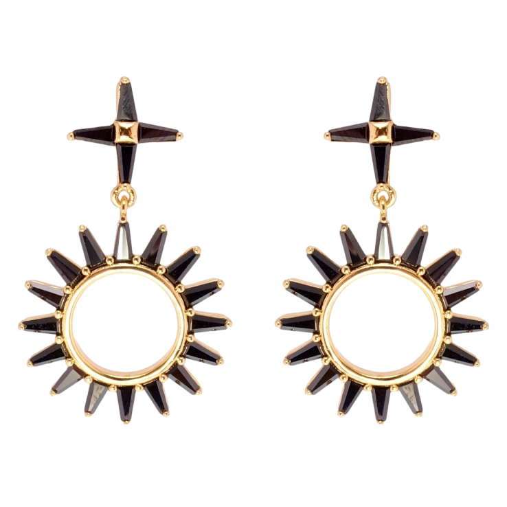 Серьги Xuping Позолота 18K пусеты Декоративные подвески с черным цирконием фото №25