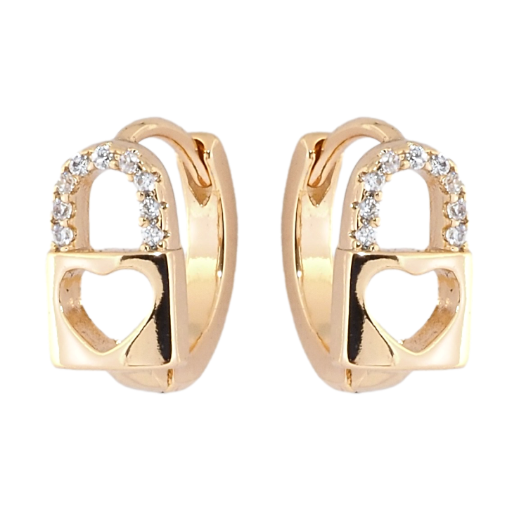 Серьги Xuping Позолота 18K колечки Замочки с сердечками фото №18