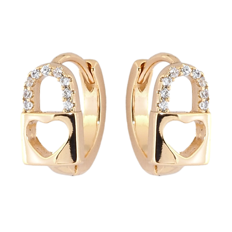 Серьги Xuping Позолота 18K колечки Замочки с сердечками фото №1