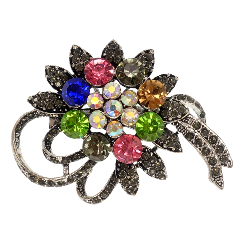 Брошка Квіткова композиція зі стразами фото №1