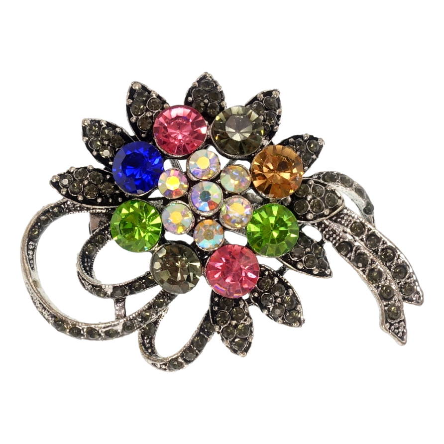 Брошка Квіткова композиція зі стразами фото №1
