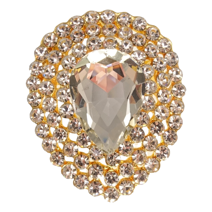 Брошка Овальна з білими стразами фото №7