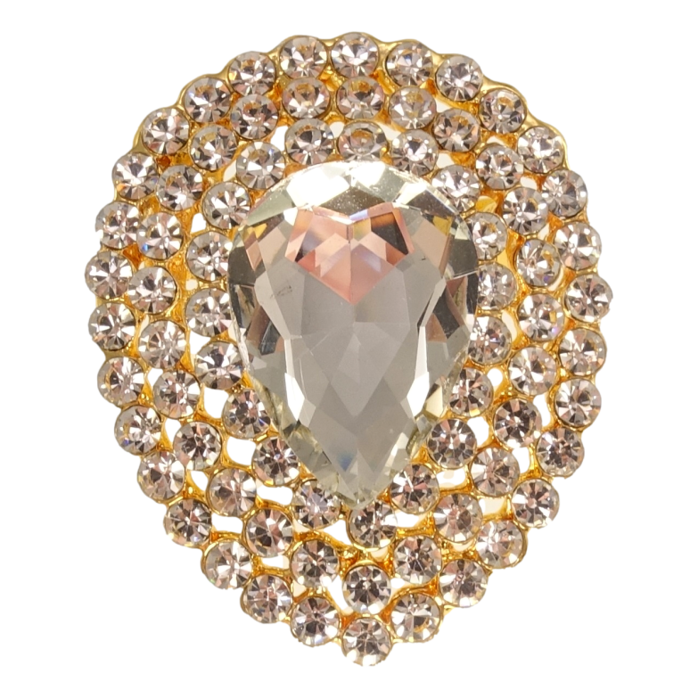 Брошка Овальна з білими стразами фото №3 Брошка Овальна з білими стразами фото №3