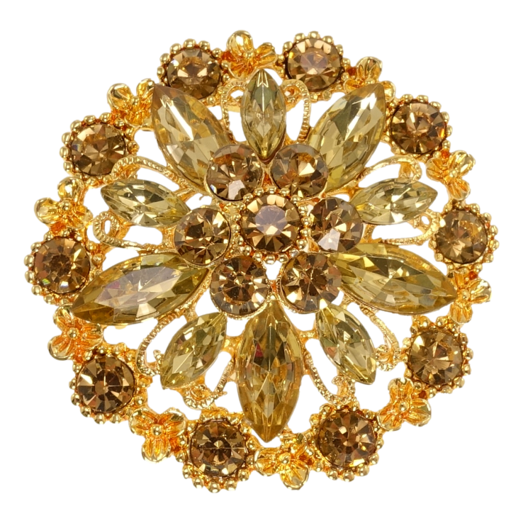 Брошка Сніжинка із золотими стразами фото №9