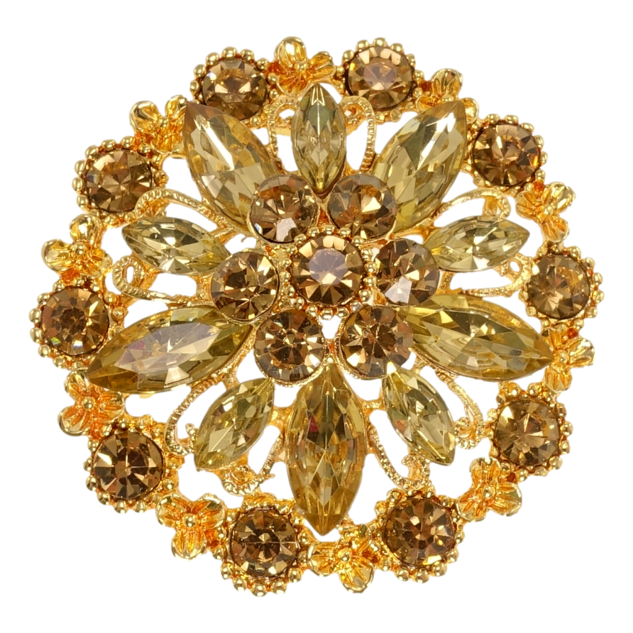 Брошка Сніжинка із золотими стразами фото №1