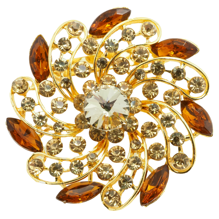 Брошка Квітка з коричневими стразами фото №13