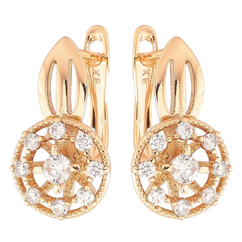 Серьги Xuping Позолота 18K английский замок Узор с цирконием фото №8
