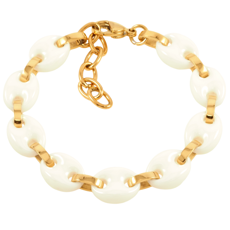 Браслет Xuping ТТМ Stainless Steel колір 14К Ланки з білої кераміки розмір з доп.ланцюжком 18.5-22.5см х 11мм фото №17