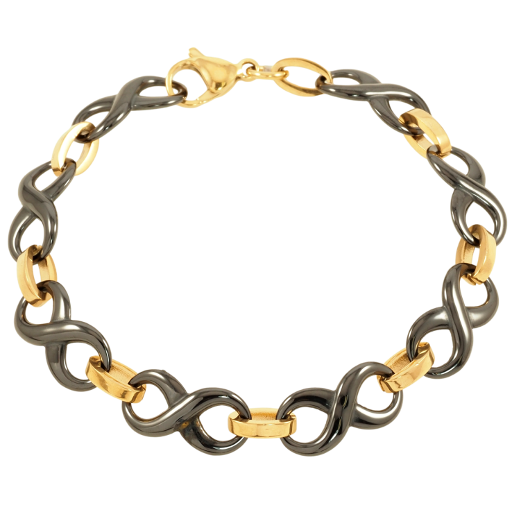 Браслет Xuping ТТМ Stainless Steel колір 14К Нескінченність біла кераміка розмір 21см х 10мм фото №22