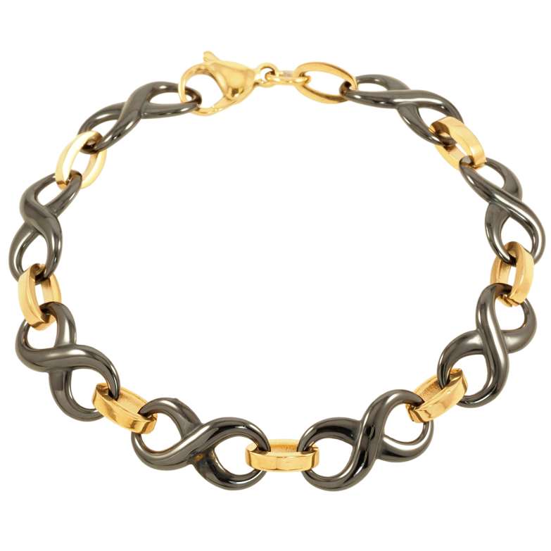 Браслет Xuping ТТМ Stainless Steel колір 14К Нескінченність біла кераміка розмір 21см х 10мм фото №1