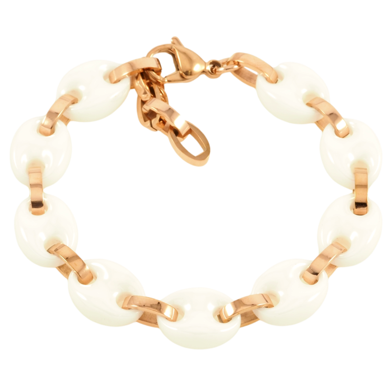 Браслет Xuping ТТМ Stainless Steel колір 18К Ланки з білої кераміки розмір з дод. ланцюжком 18-21см х 11мм фото №5