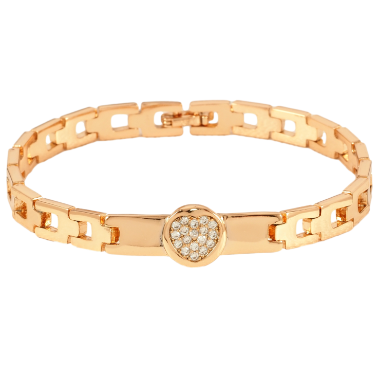 Браслет Xuping Позолота 18K Сердечко с цирконием размер 19.5см х 6мм фото №2