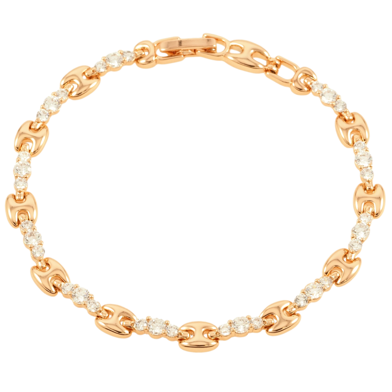 Браслет Xuping Позолота 18K Дорожка циркония с декоративными вставками размер 18.5см х 3-5мм фото №1