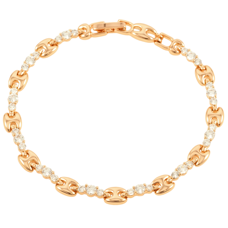 Браслет Xuping Позолота 18K Дорожка циркония с декоративными вставками размер 18.5см х 3-5мм фото №1