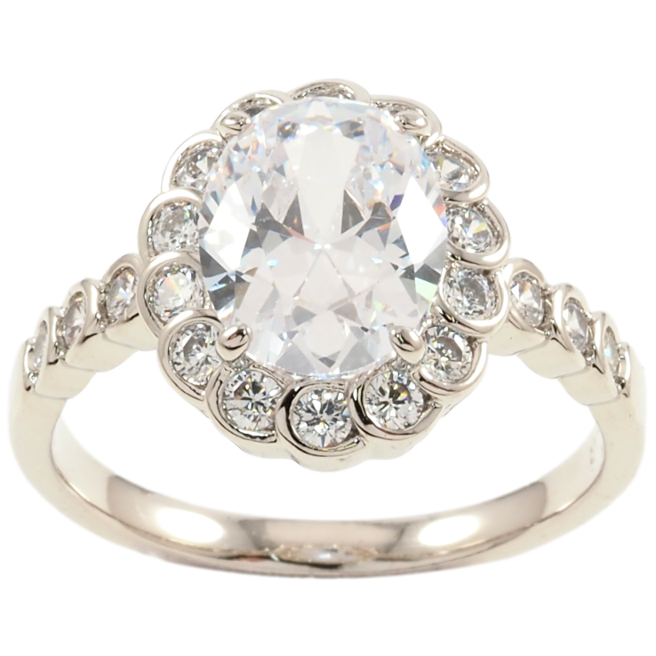 Каблучка Xuping Родій Фіаніт в обрамленні цирконію фото №2 Каблучка Xuping Родій Фіаніт в обрамленні цирконію фото №2