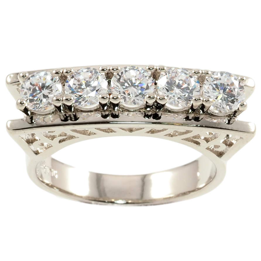 Каблучка Xuping Родій Високий купол з доріжкою фіанітів фото №1