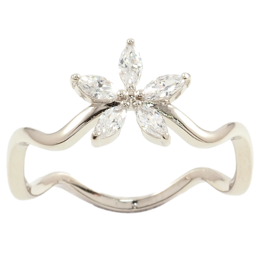 Каблучка Xuping Родій Кристальна квіточка на хвилястій шатку фото №1