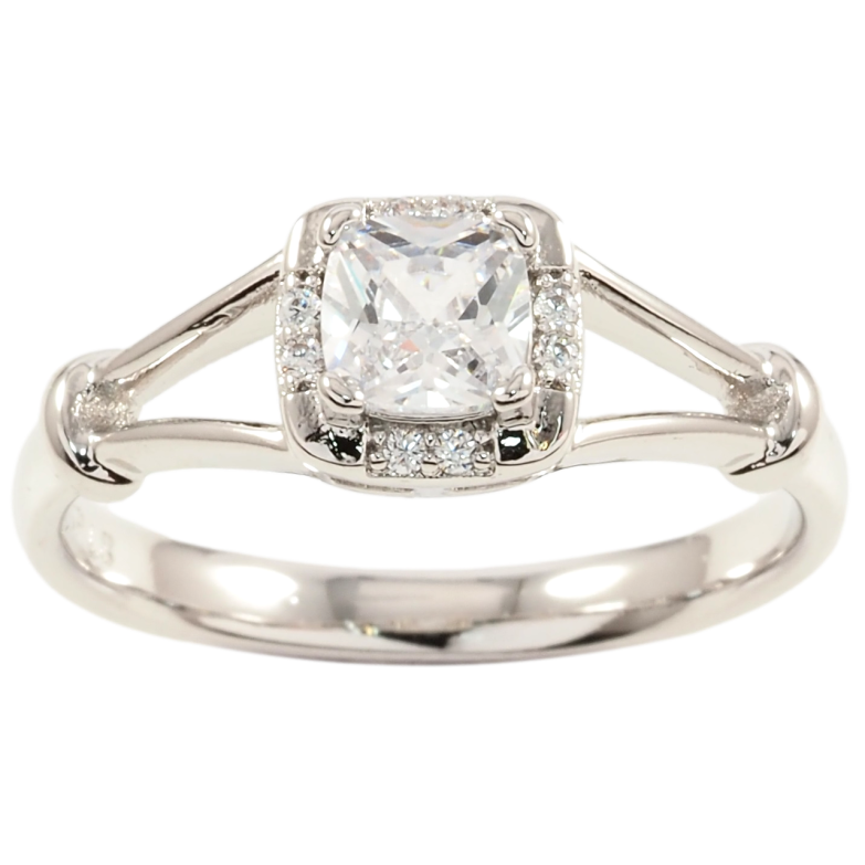 Кольцо Xuping Родий Фианит в оправе с цирконием фото №1