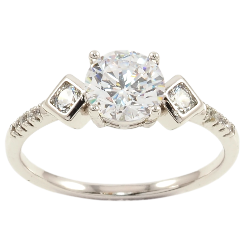 Каблучка Xuping Родій Три кристали на шинці з цирконієм фото №22